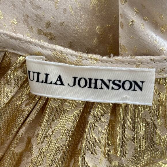 Ulla Johnson Size 0 Gold Silk Lurex Puff Sleeve Blouse Top - Picture 3 of 8